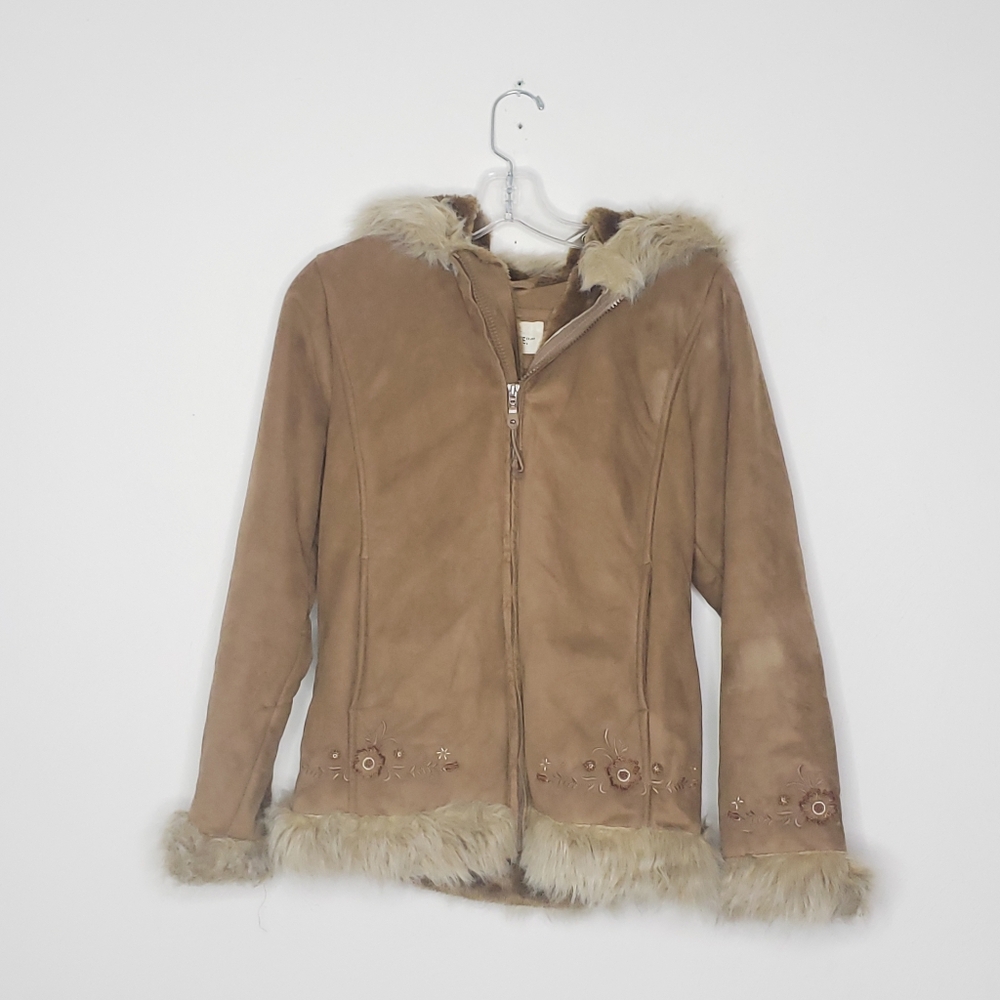 Cherokee Faux Suede Embroidered Trim Coat Size XL KIDS PLEASE SEE MEASUREMENTS